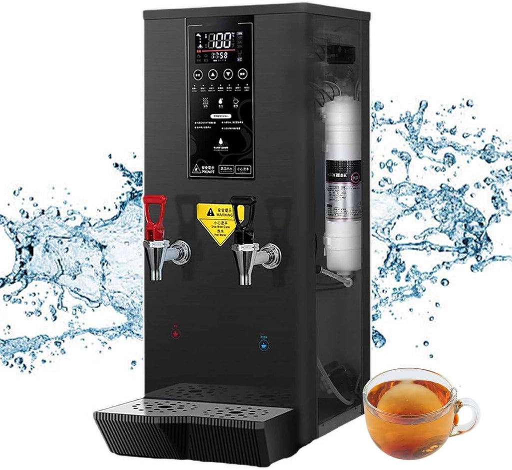 Water Boiler, Electric Commercial Hot Water Dispenser, Automatic Hot Drink Dispenser with Water Connection, for Coffee Shops, Milk Tea Stores, Offices, Factory Workshops,Black