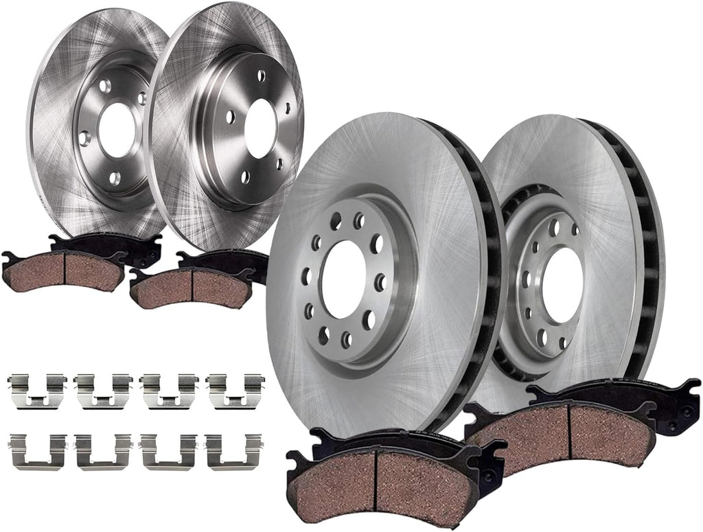 Detroit Axle - 8pc Brake Kit for 2017 2018 Chevrolet Malibu [with Manual Parking Brake], Disc Brake Rotors Ceramic Brakes Pads Replacement: 11.81' inch Front and 11.34' inch Rear Rotors