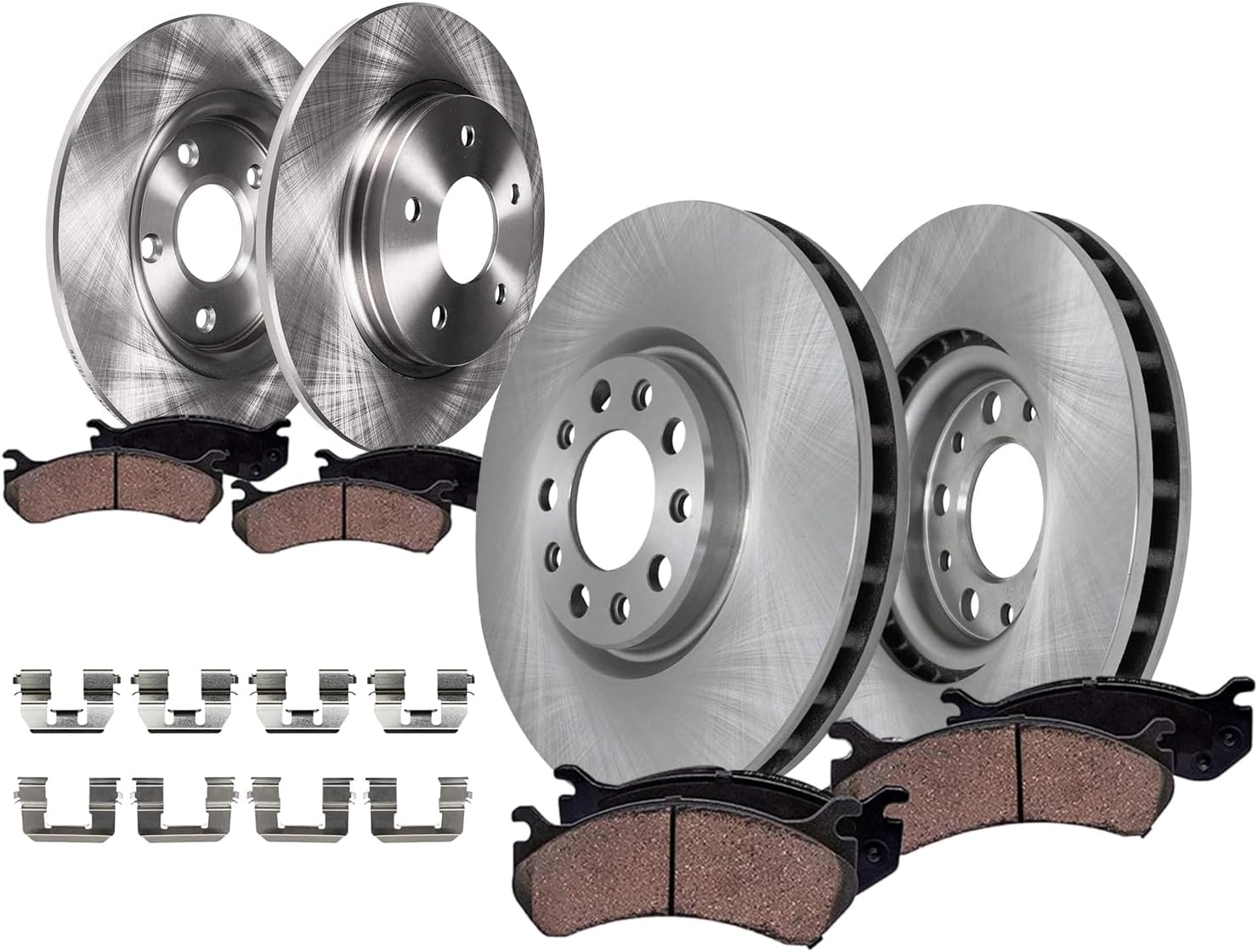 Detroit Axle - 8pc Brake Kit for 2017 2018 Chevrolet Malibu [with Manual Parking Brake], Disc Brake Rotors Ceramic Brakes Pads Replacement: 11.81' inch Front and 11.34' inch Rear Rotors