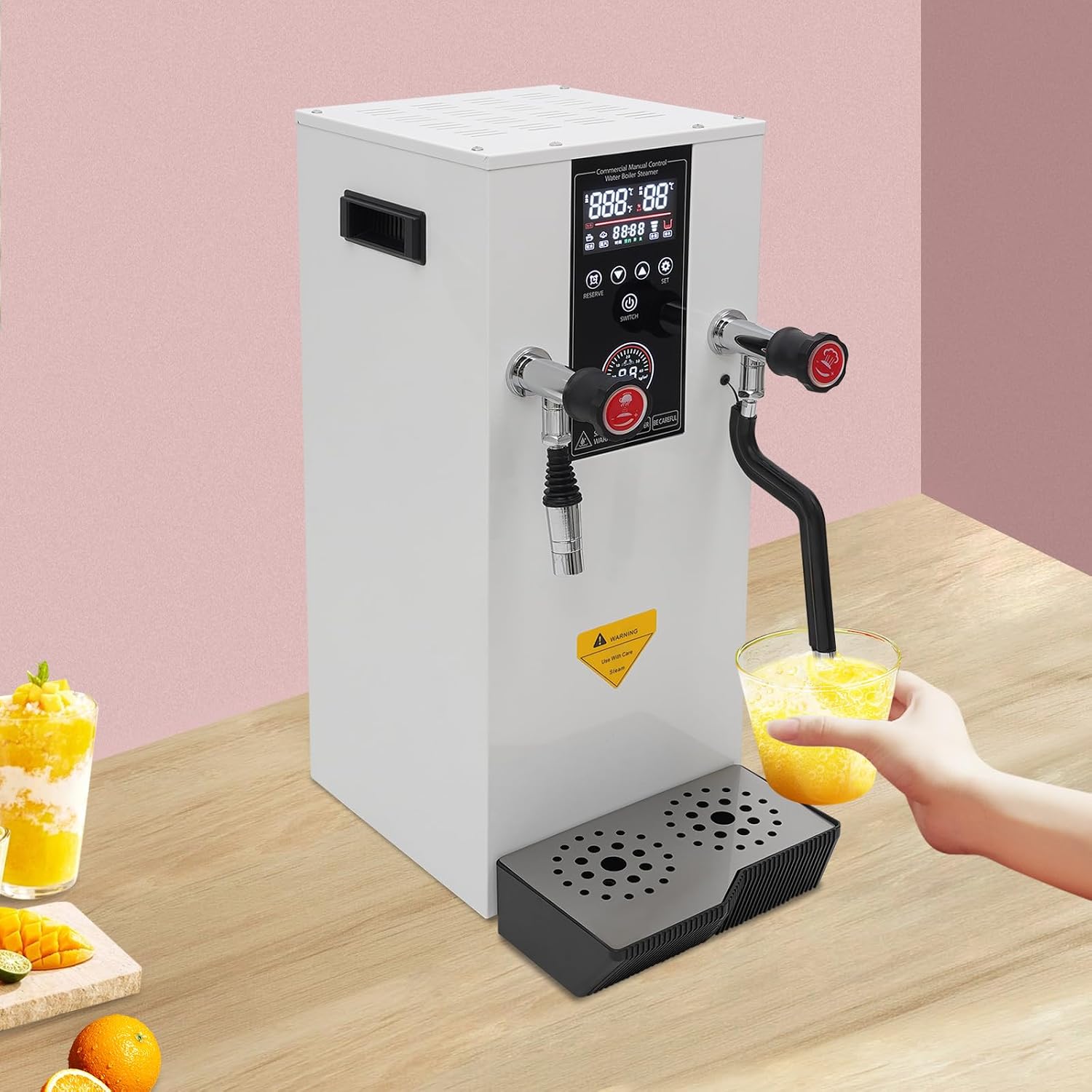 Step-Heating Commercial Hot Water Dispenser Countertop 3000W Fast Ready Water Boiler Machine Automatic 12L Water Boiler for Restaurant, Home, Office(12L,White)