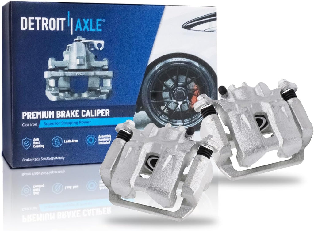 Detroit Axle - 12.21 inch (313mm) Rear Drilled Brake Rotors Calipers w/Brackets Ceramic Pads Replacement for 2005-2010 Honda Odyssey - 8pc Set