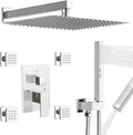 RUMOSE Rainfall Shower System with 4 Body Jets Wall Mounted 4 Mode Shower Faucet Set with 12 Inch Rain Shower Head and 2 in 1 Handheld Spray, Polished Chrome Brass Shower Fixtures, Rough-in Valve