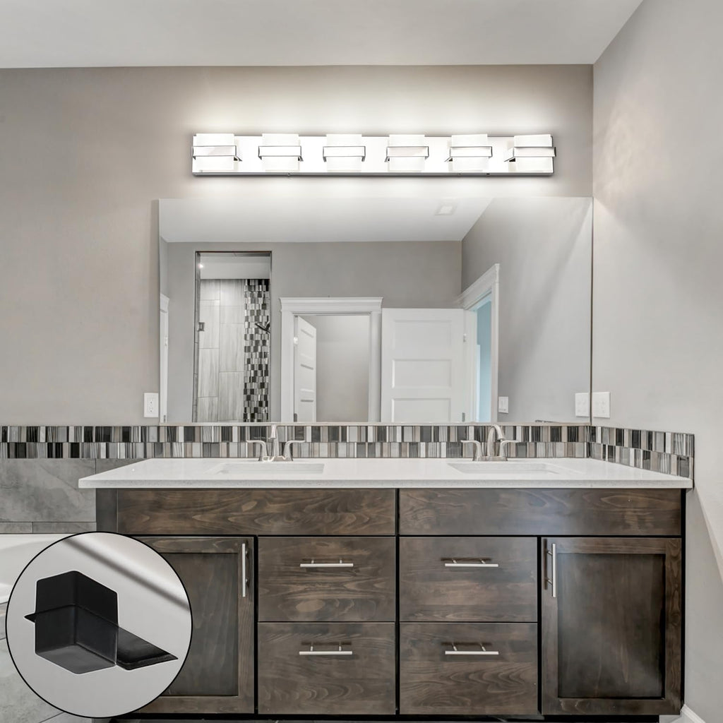 SOLFART Adjustable 6 Lights Black Bathroom Vanity Light Modern LED Vanity Light Fixtures Bathroom Lighting Fixtures for Mirror 41 inch 5 Color Dimmable 5CCT