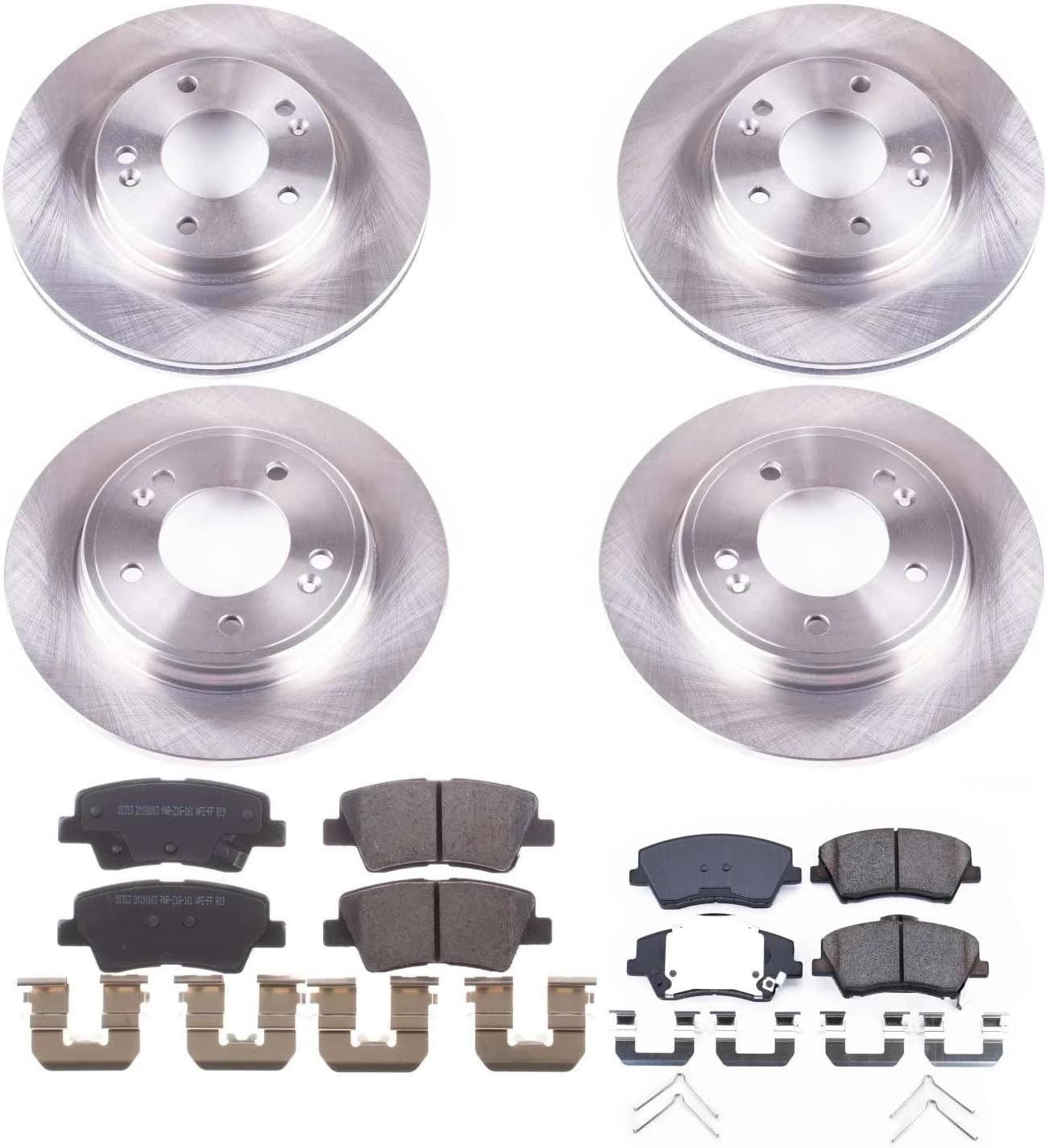 PowerStop Front and Rear Brake Kit for Hyundai Ioniq 2017-22 | Kia Niro 2017-22 - Z17 Ceramic Brake Pads & Disc Rotors Replacement, KOE7929