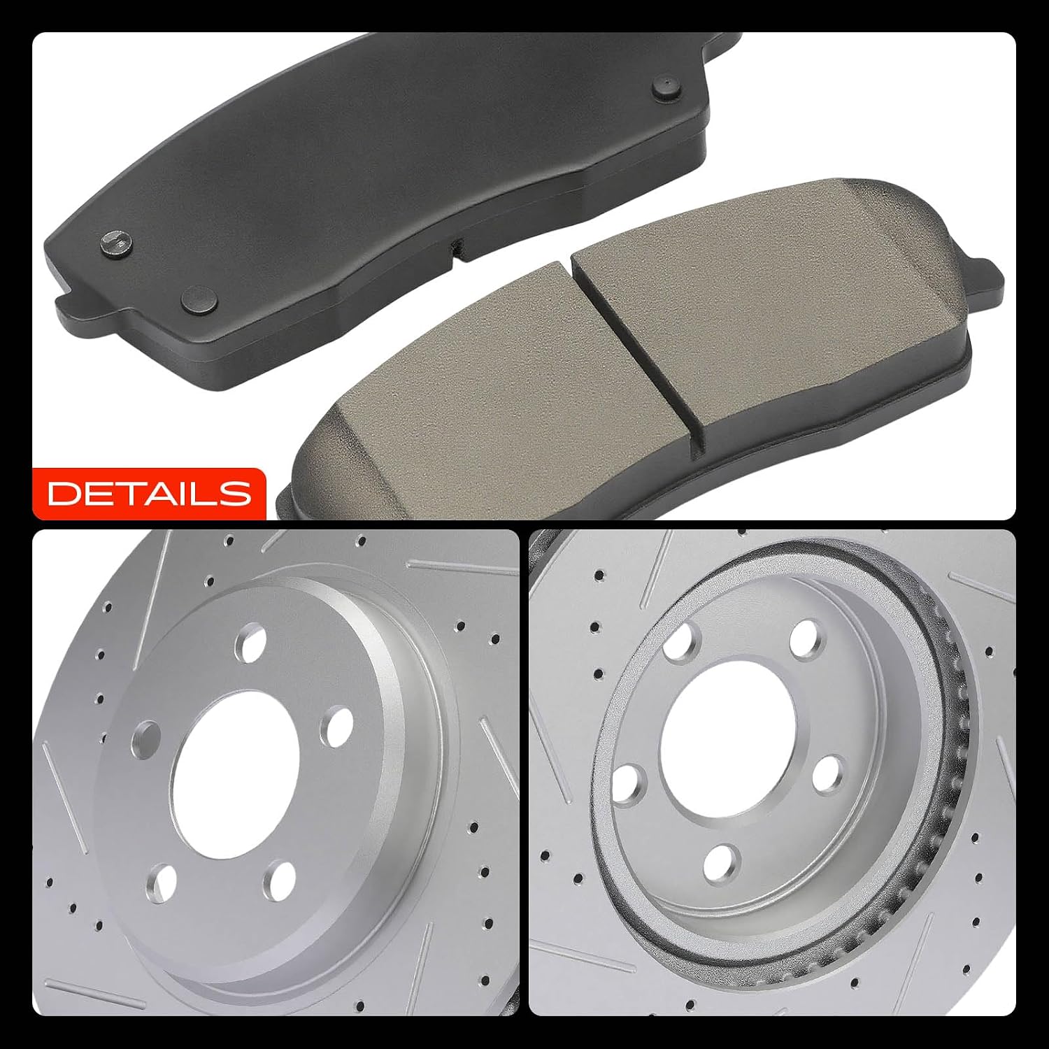A-Premium 12.6 in (320 mm) Front Drilled and Slotted Disc Brake Rotors + Ceramic Pads Kit Compatible with Select Chrysler and Dodge Models - 300, Challenger, Charger, Magnum, 6-PC Set