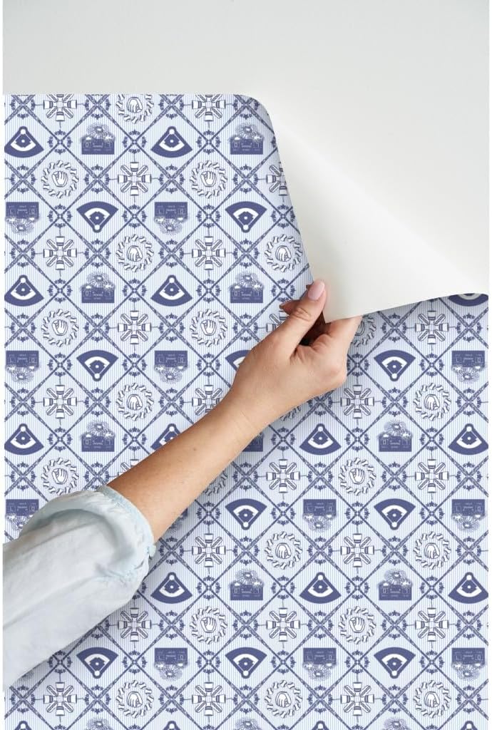 Peel & Stick Wallpaper 12ft x 2ft - Baseball Diamonds Toile Stars Sports Firework Glove Diamond Custom Removable Wallpaper by Spoonflower