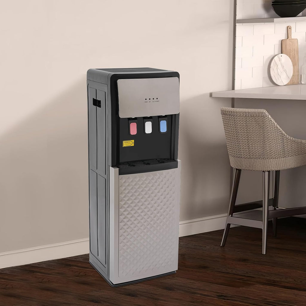 Bottom Loading Water Cooler Dispenser, Hot & Cold Water Cooler Countertop Electric Hot and Cold Water Dispenser with 3 Temperature Settings for Home, Office, Commercial (Silver Grey)