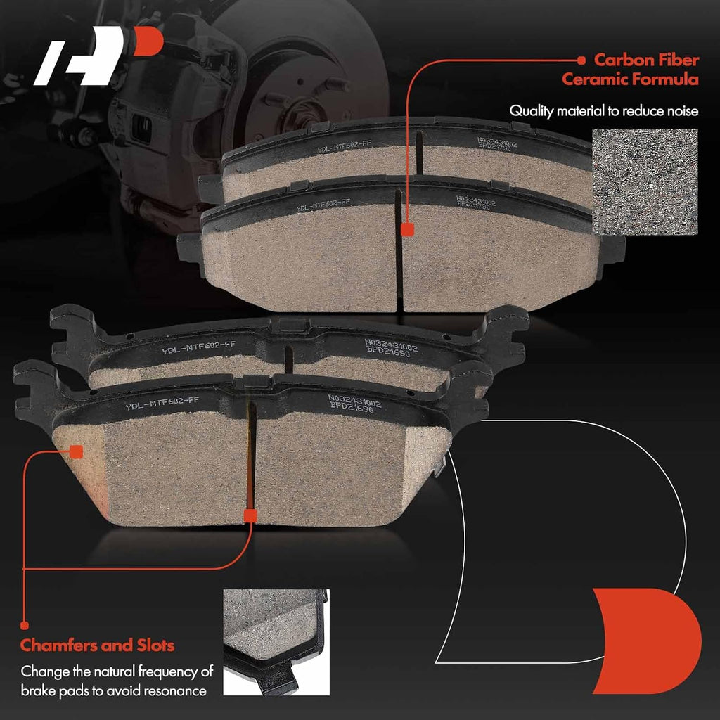 A-Premium Front and Rear Drilled and Slotted Disc Brake Rotors + Ceramic Pads Kit Compatible with Select Ram Models - 1500 2019 2020 2021 2022, 12-PC Set