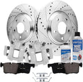 Detroit Axle - Front Drilled Brake Rotors Calipers w/Bracket + Brake Pads Kit Replacement for BMW 328i 330i GT xDrive 428i - 8pc Set