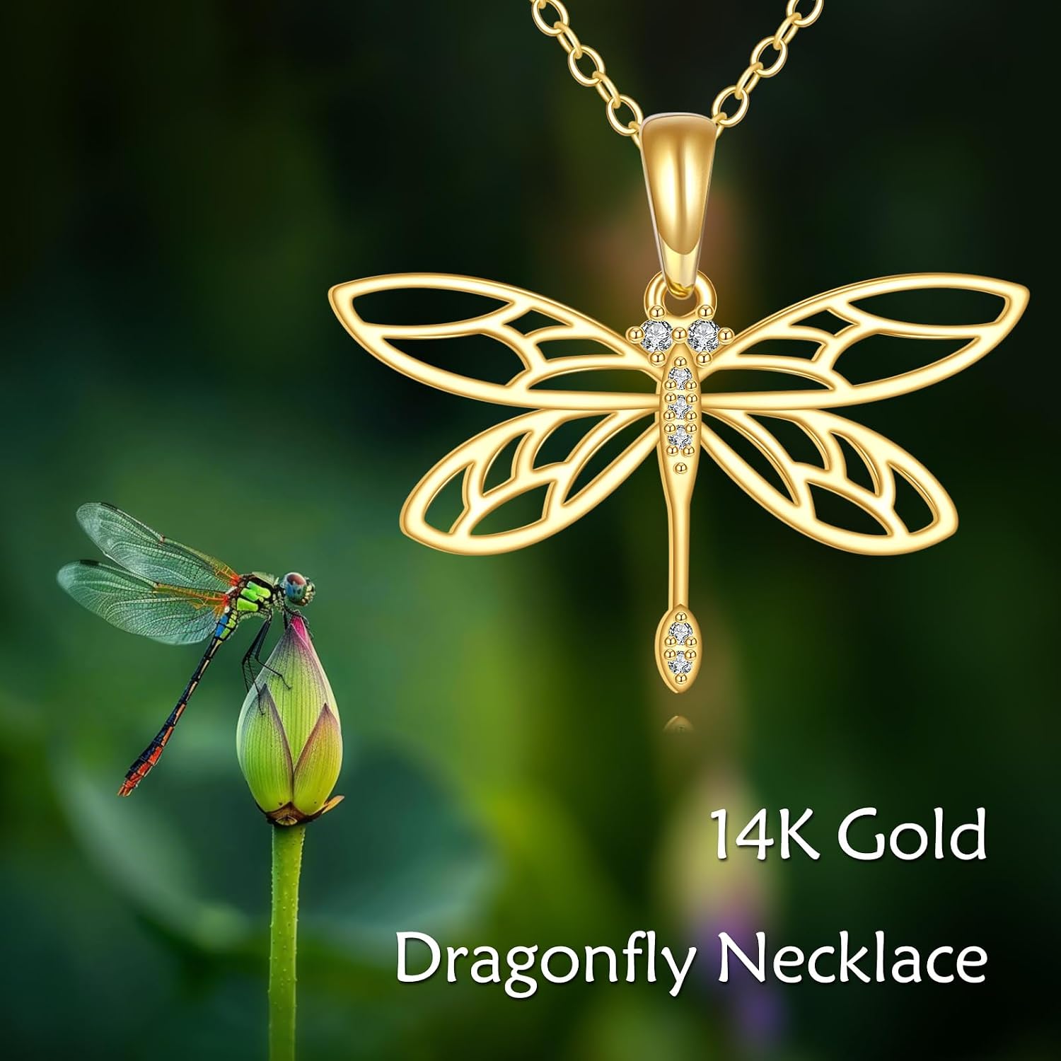 DOVRAN 14K Solid Gold Cat/Butterfly/Heart/Teardrop Necklace for Women 14K Gold Opal/Lapis Lazuli/Black Onyx Pendant Jewelry Gift for Women