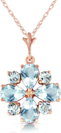 Galaxy Gold GG 14K Yellow Gold Natural Aquamarine Pendant Necklace - March Birthstone - Courage & Clarity - 16' to 24' - Fine Jewelry for Women
