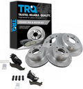 TRQ Front and Rear Brake Pad and Rotor Set Ceramic Vented Solid Rotors Compatible with 1995-1998 Jeep Grand Cherokee