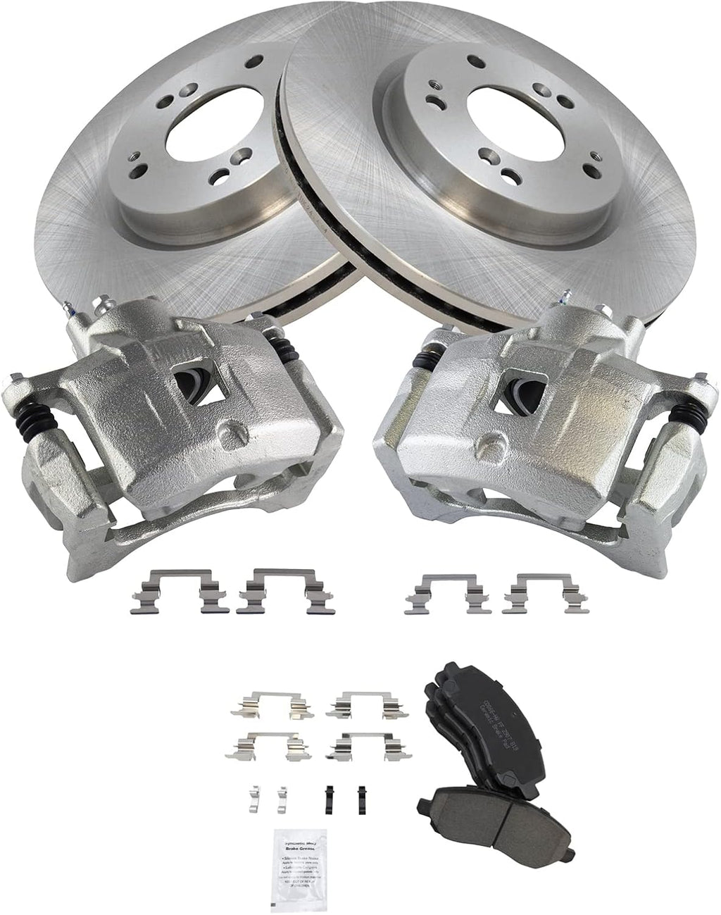 TRQ Front Brake Pad and Rotor Set Ceramic Vented Rotors Calipers Compatible with 2011-2014 Chrysler 200 2008-2014 Dodge Avenger Caliber 2007-2017 Jeep Compass Patriot
