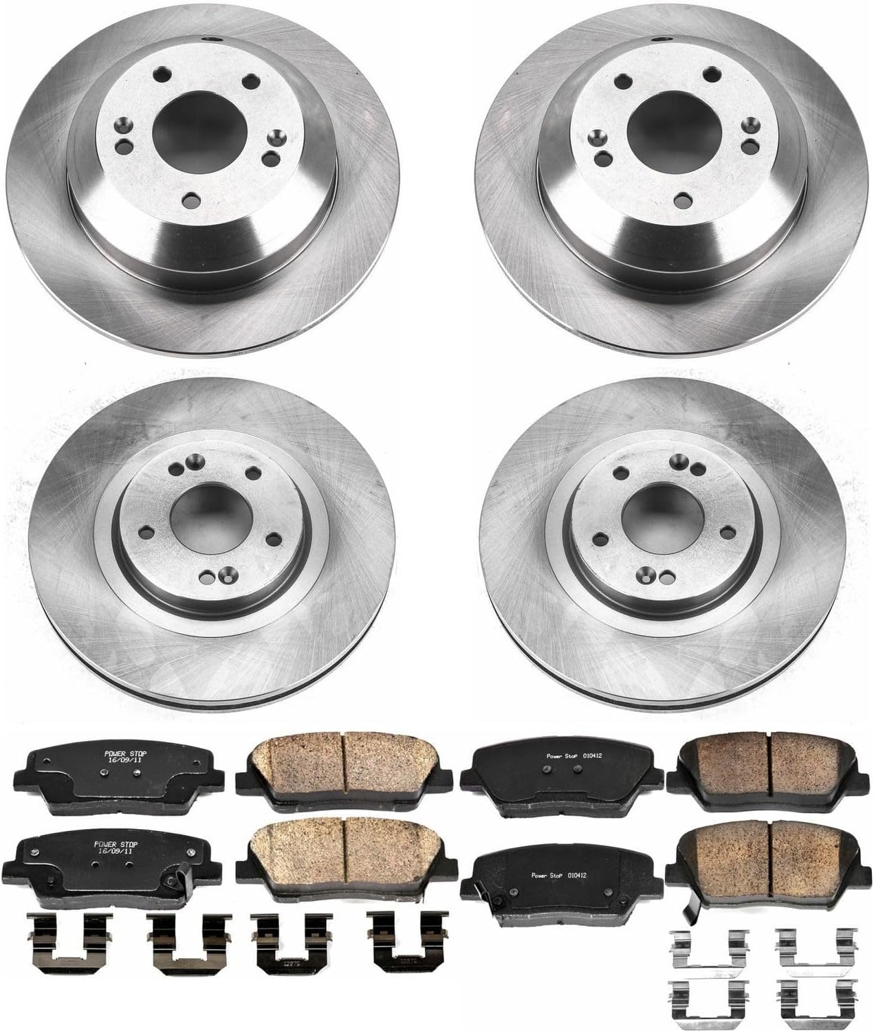 PowerStop Front and Rear Brake Kit for Kia Sorento 2016-20 - Z17 Ceramic Brake Pads & Disc Rotors Replacement, KOE7063
