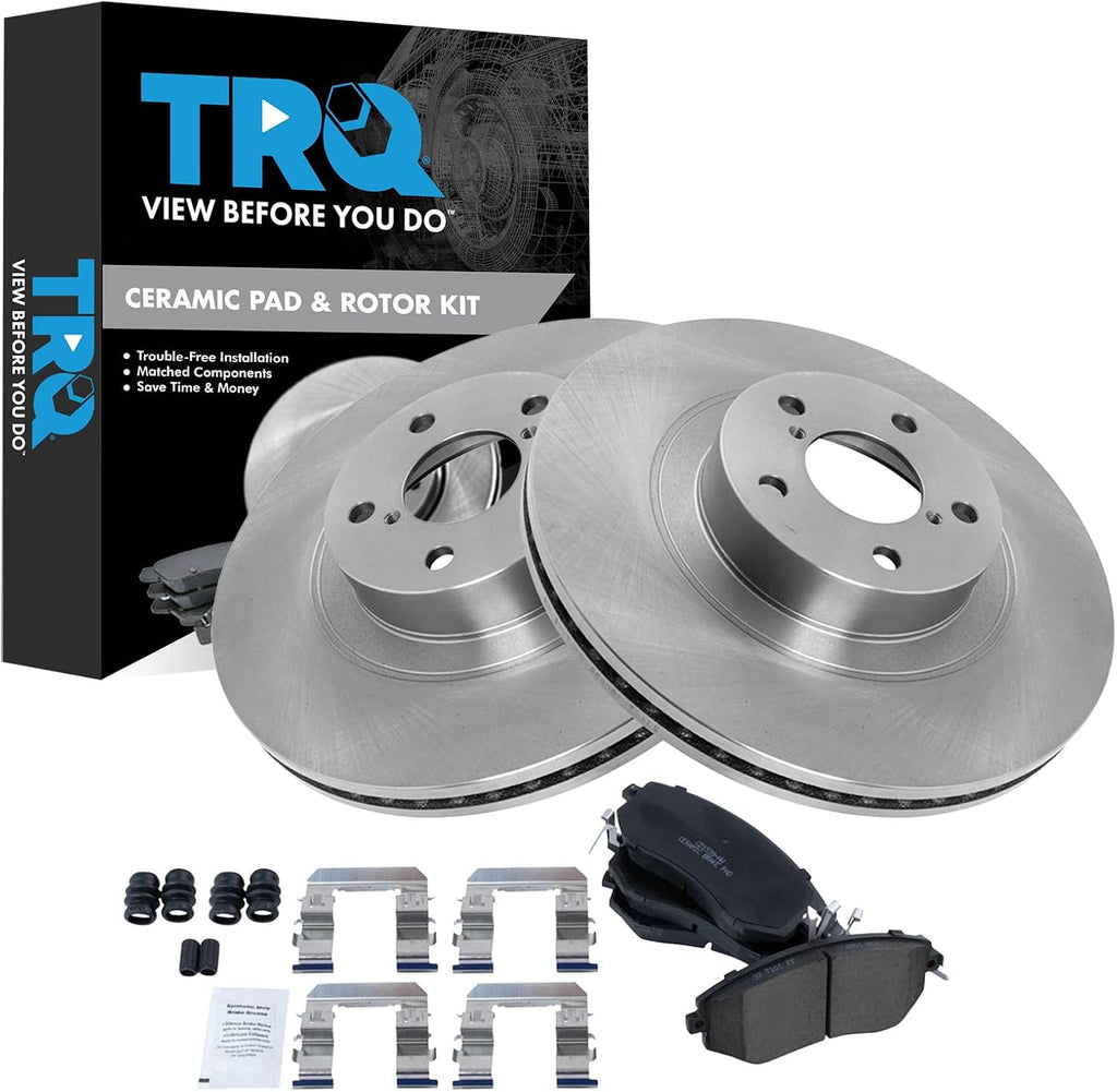 TRQ Front Brake Pad and Rotor Set Ceramic Compatible with 2014-2018 Subaru Forester 2011-2014 Impreza 2013-2014 Outback 2013-2017 XV Crosstrek 2013-2016 BRZ 2013-2016 Scion FR-S 2017-2019 Toyota 86