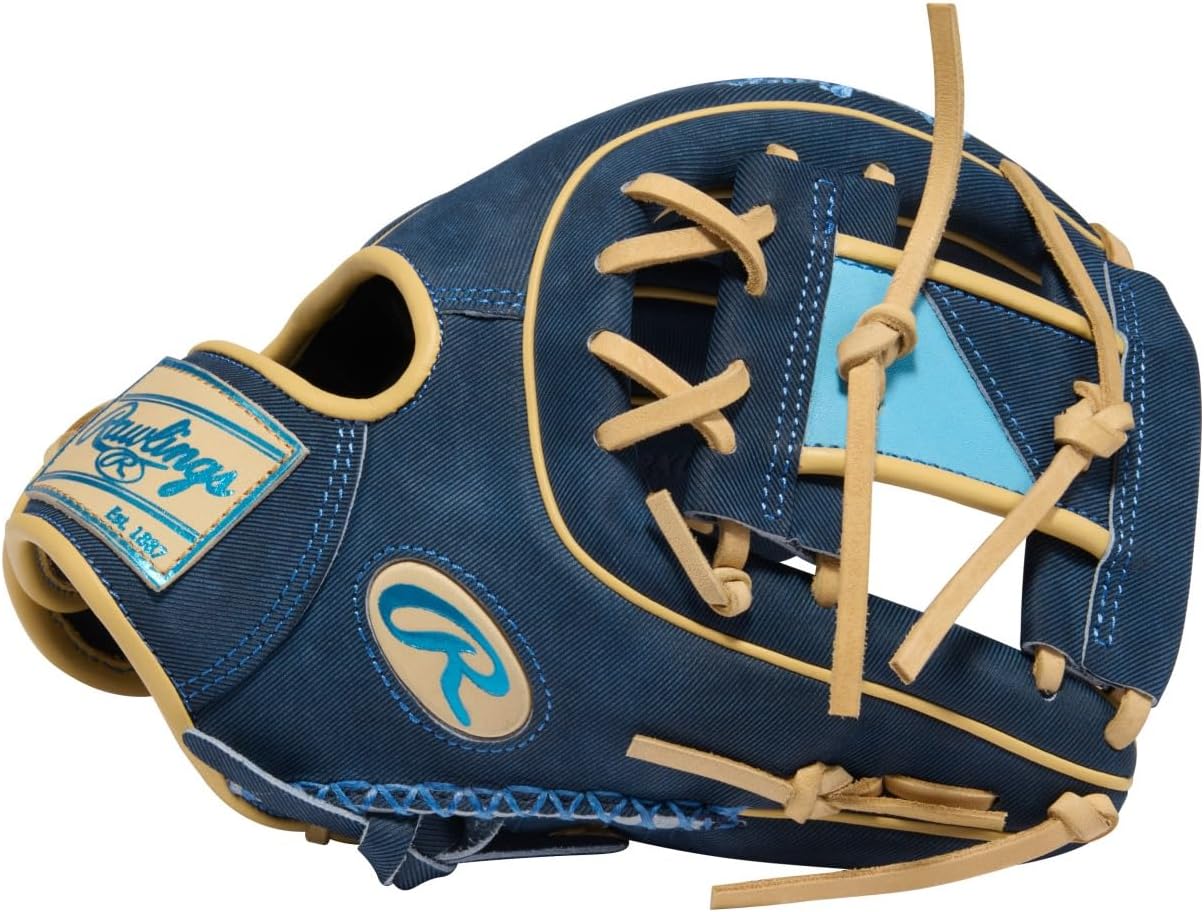 Rawlings Heart of The Hide Denim 11.5 Baseball Glove 314 Blue Blonde Infield Glove Right Hand Throw
