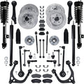 Detroit Axle - RWD Front End Suspension Kit Brake Kit for Chrysler 300 Dodge Magnum Charger, Control Arms Wheel Bearing Hubs Struts Brake Rotors Brake Pads Sway Bars Replacement