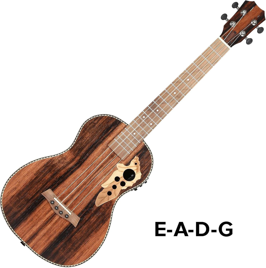 Adult Ukulele 30' All Black Wood Bass Acoustic Electric Guitar Left Hand Ukulele With Truss And EQ With Gig Bag Strap Nylon Strings(Left hand)