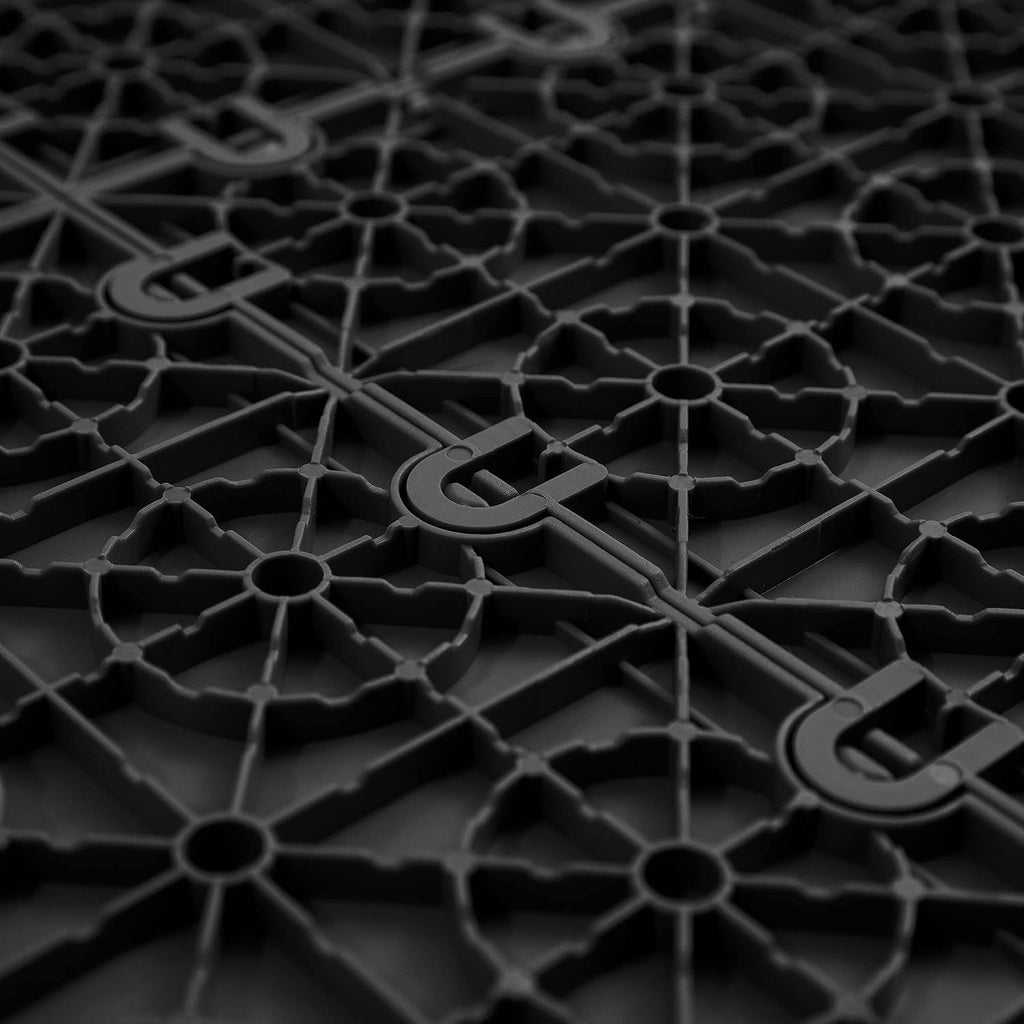 IncStores ⅜ Inch Thick Nitro Interlocking Garage Floor Tiles | Plastic Floor Tile Set for Parking, Protecting, and Displaying Motorcycles | 12'x12' Tiles, Coin, Black/Arctic White