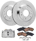 Detroit Axle - Front Brake Kit for Chevrolet Trailblazer Buick Rainier GMC Envoy Ascender Bravada, Drilled Slotted Disc Brake Rotors Brake Pads Left Brake Caliper Replacement : 12.01'' inch Rotor