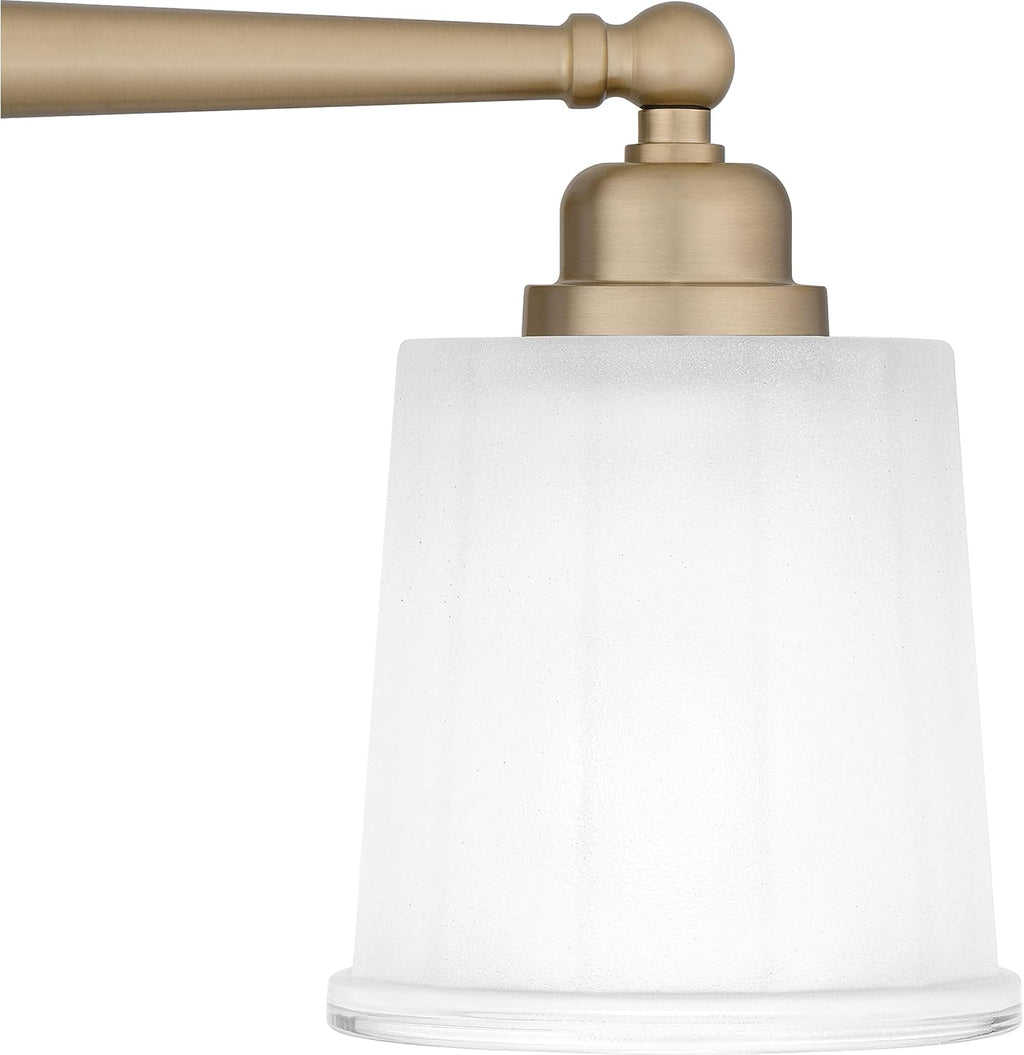 Quoizel Cecilia Bath Vanity Lights, 24 Inch 3-Light Bronze Gold Bathroom Lighting Fixtures Over Mirror, Sandblasted Ribbed Glass Shades, Wall Mount Light for Bathrooms