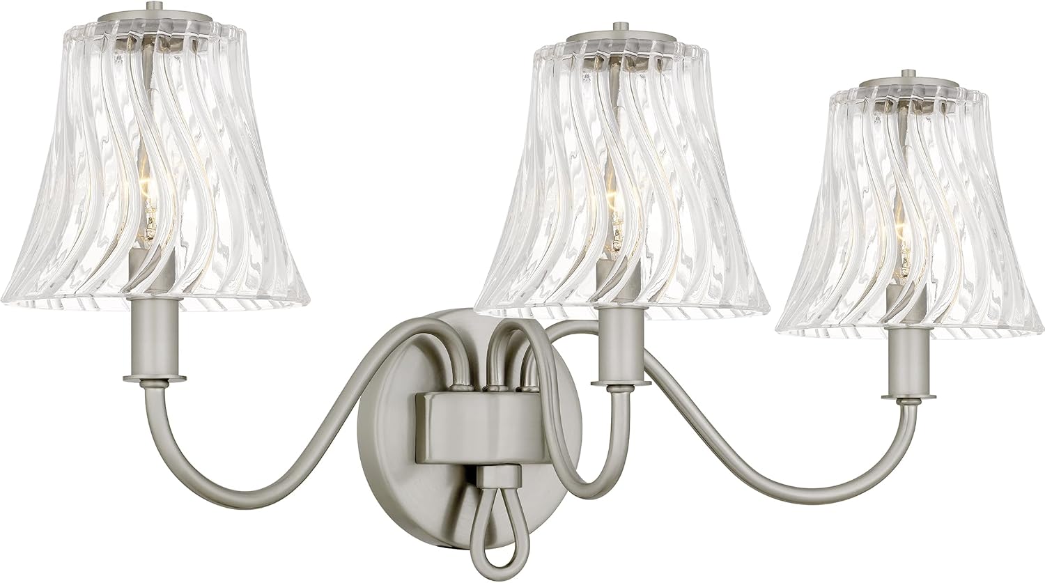 Quoizel McKinney Bath Vanity Light, 23 Inch 3-Light Bathroom Fixture, Brushed Nickel Modern Industrial Light, 60W Max, for Bathroom, Bedroom or Kitchen
