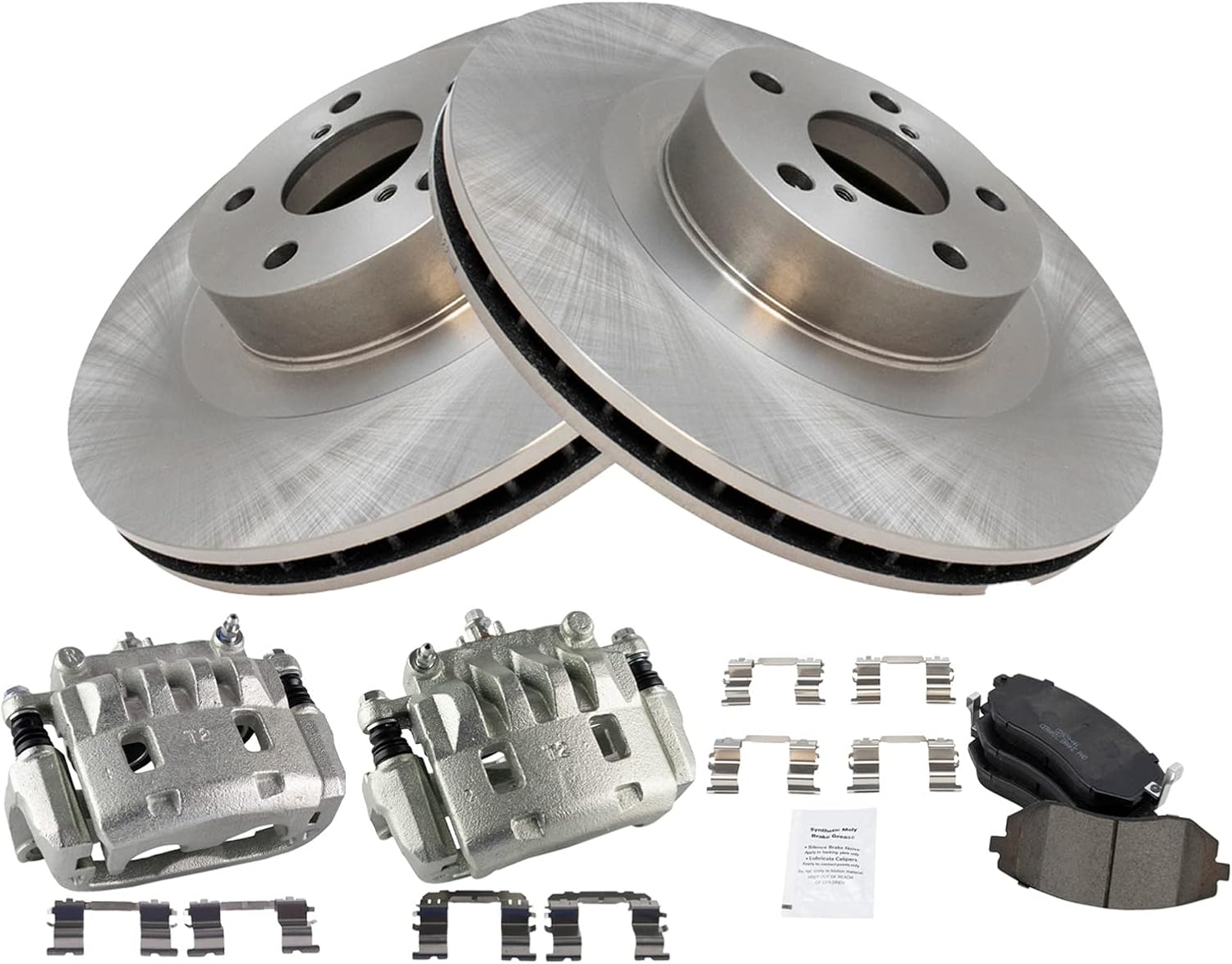 TRQ Front Brake Pad and Rotor Set Ceramic Vented Rotors Calipers Compatible with 2003-2008 Subaru Forester 2003-2005 Impreza Outback 2002-2005 Legacy 2003-2006 Baja 2005-2006 Saab 9-2X