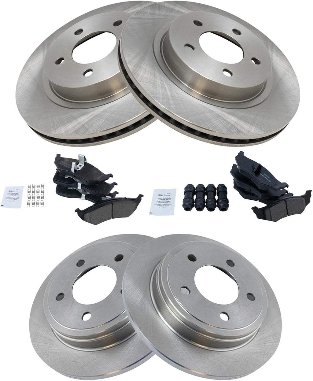 TRQ Front and Rear Brake Pad and Rotor Set Ceramic Compatible with 1999-2004 Chrysler 300M Dodge Intrepid 1998-2004 Concorde 1999-2001 LHS