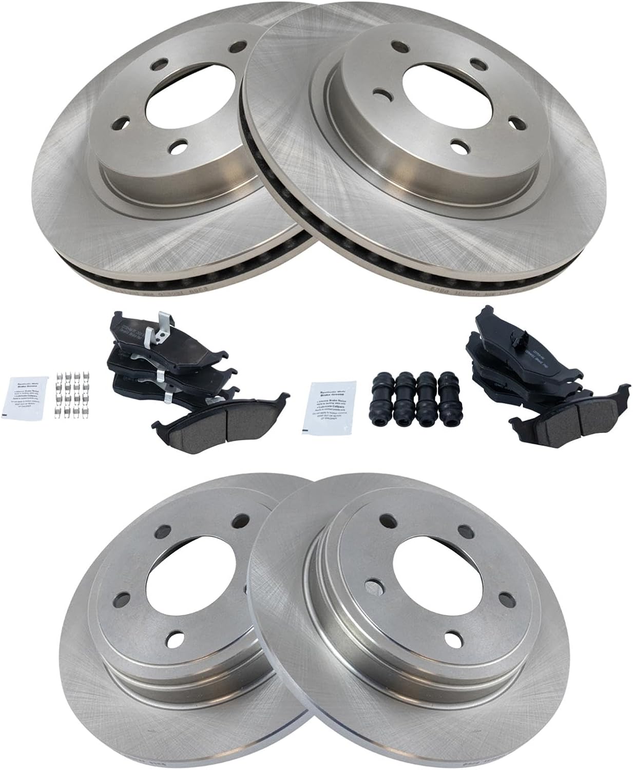 TRQ Front and Rear Brake Pad and Rotor Set Ceramic Compatible with 1999-2004 Chrysler 300M Dodge Intrepid 1998-2004 Concorde 1999-2001 LHS