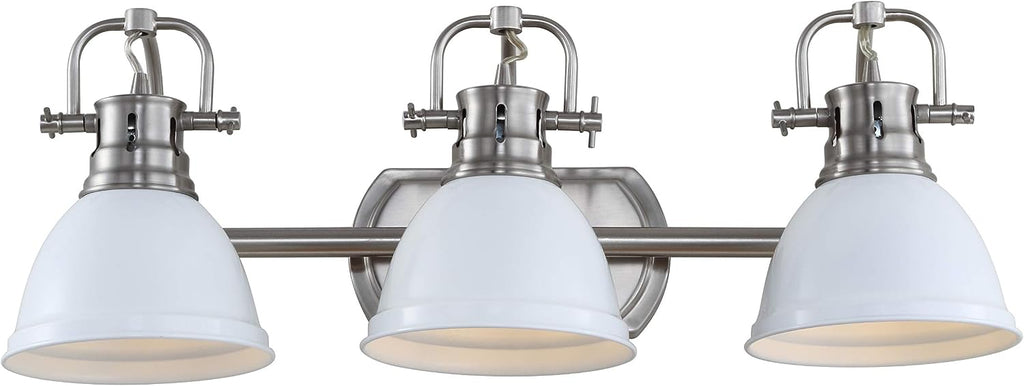 SAFAVIEH SCN4054B Roland Brush Nickel and White 3-Light Bathroom (LED Bulbs Included) Sconce, Nickle