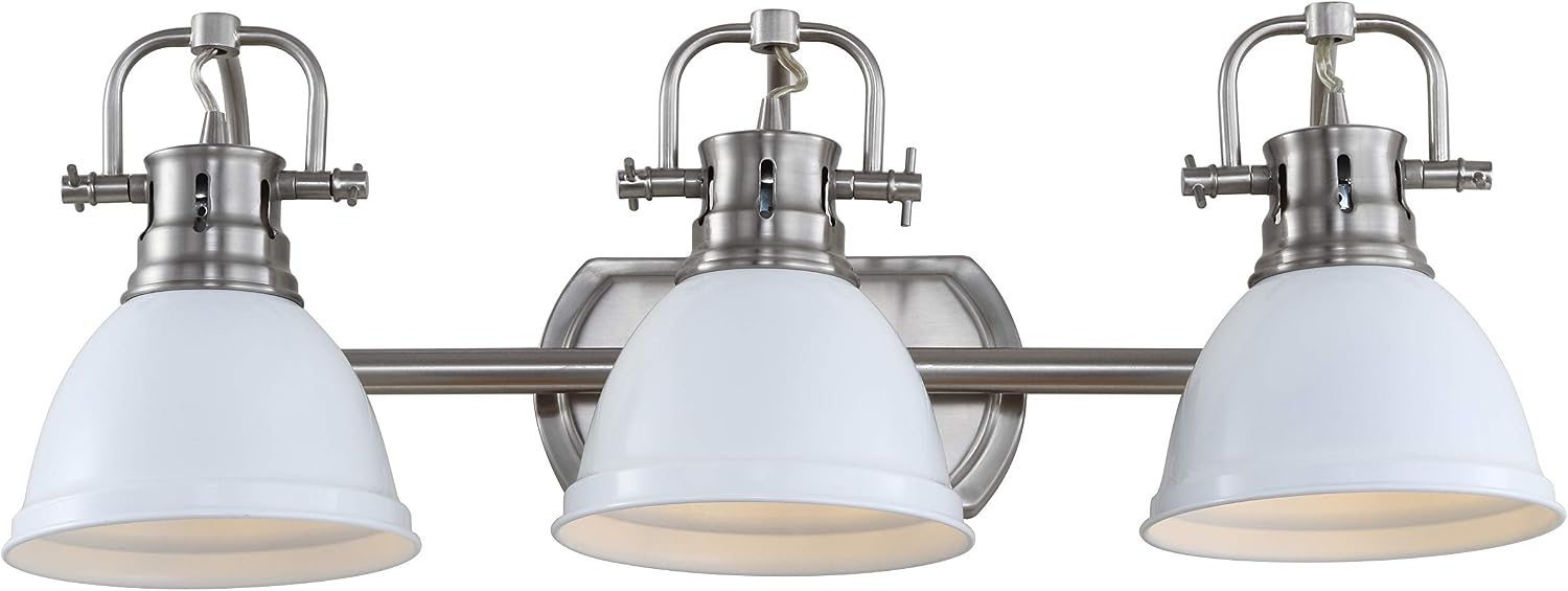 SAFAVIEH SCN4054B Roland Brush Nickel and White 3-Light Bathroom (LED Bulbs Included) Sconce, Nickle