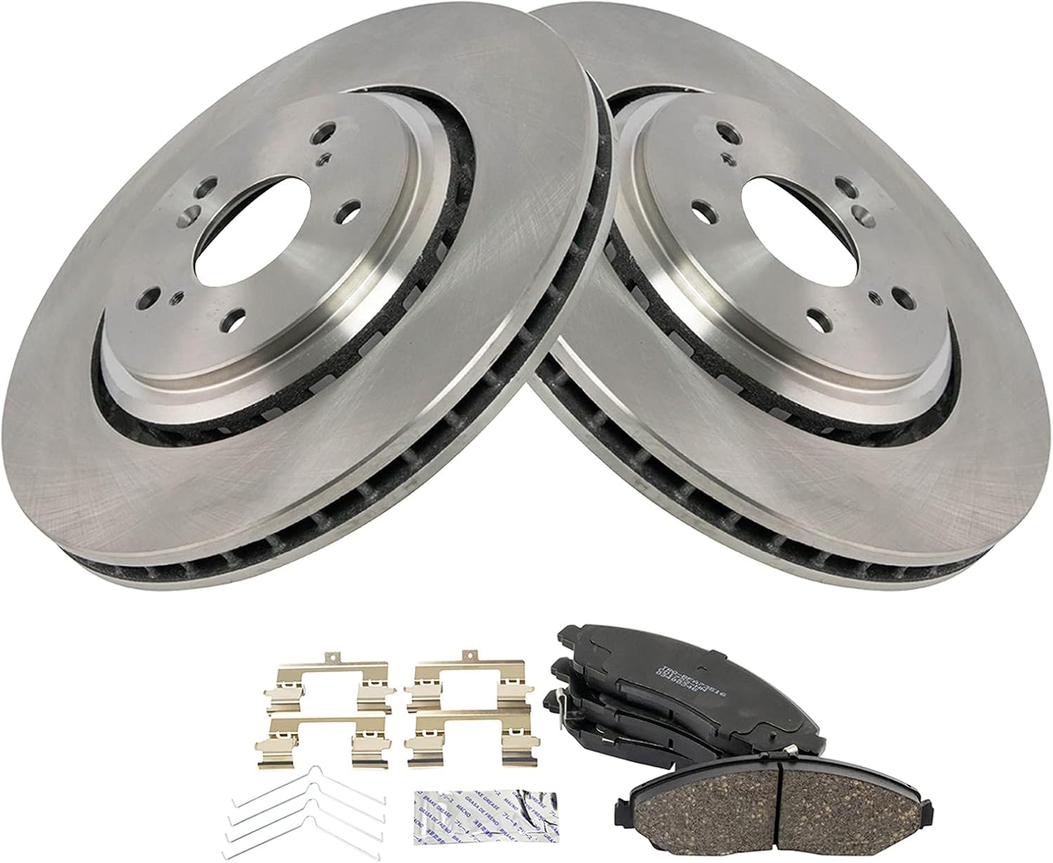 TRQ Front Brake Pad and Rotor Set Ceramic Vented Rotors Compatible with 2014-2016 Acura MDX