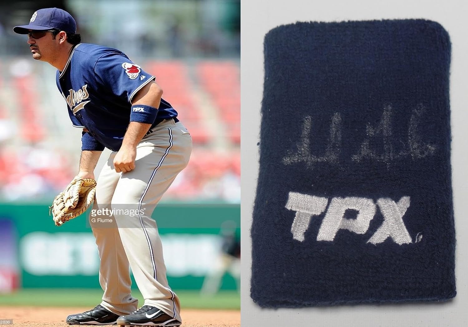 Adrian Gonzalez Signed Game Used Wristband PSA/DNA Dodgers Baseball Autograph - MLB Game Used Baseballs