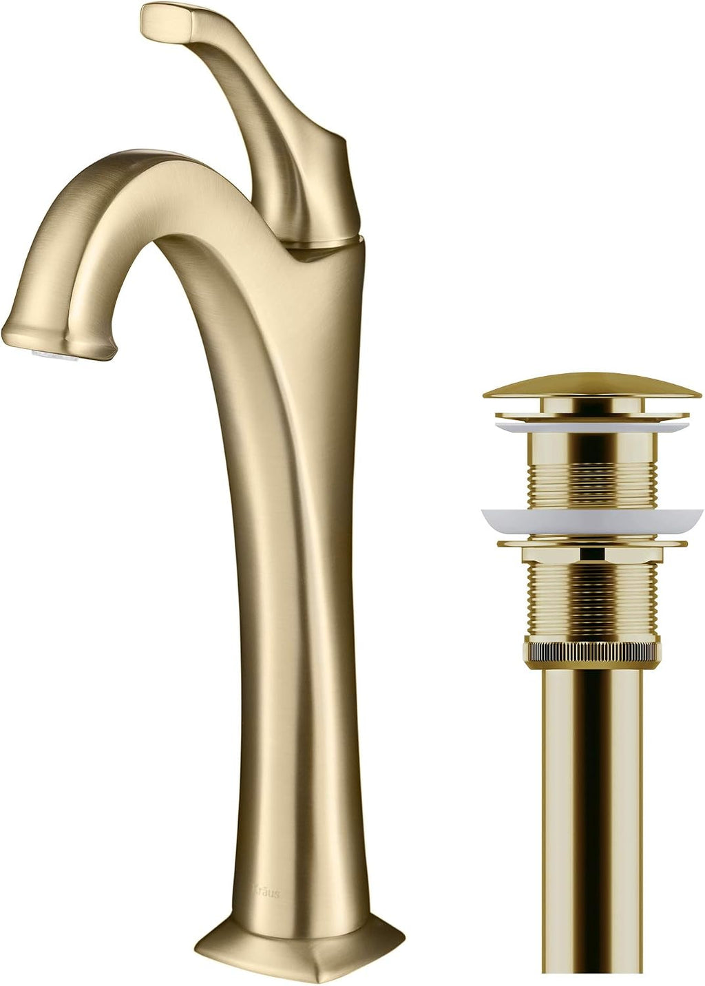 KRAUS KVF-1200BG Arlo™ Brushed Gold Tall Vessel Bathroom Faucet with Pop-Up Drain