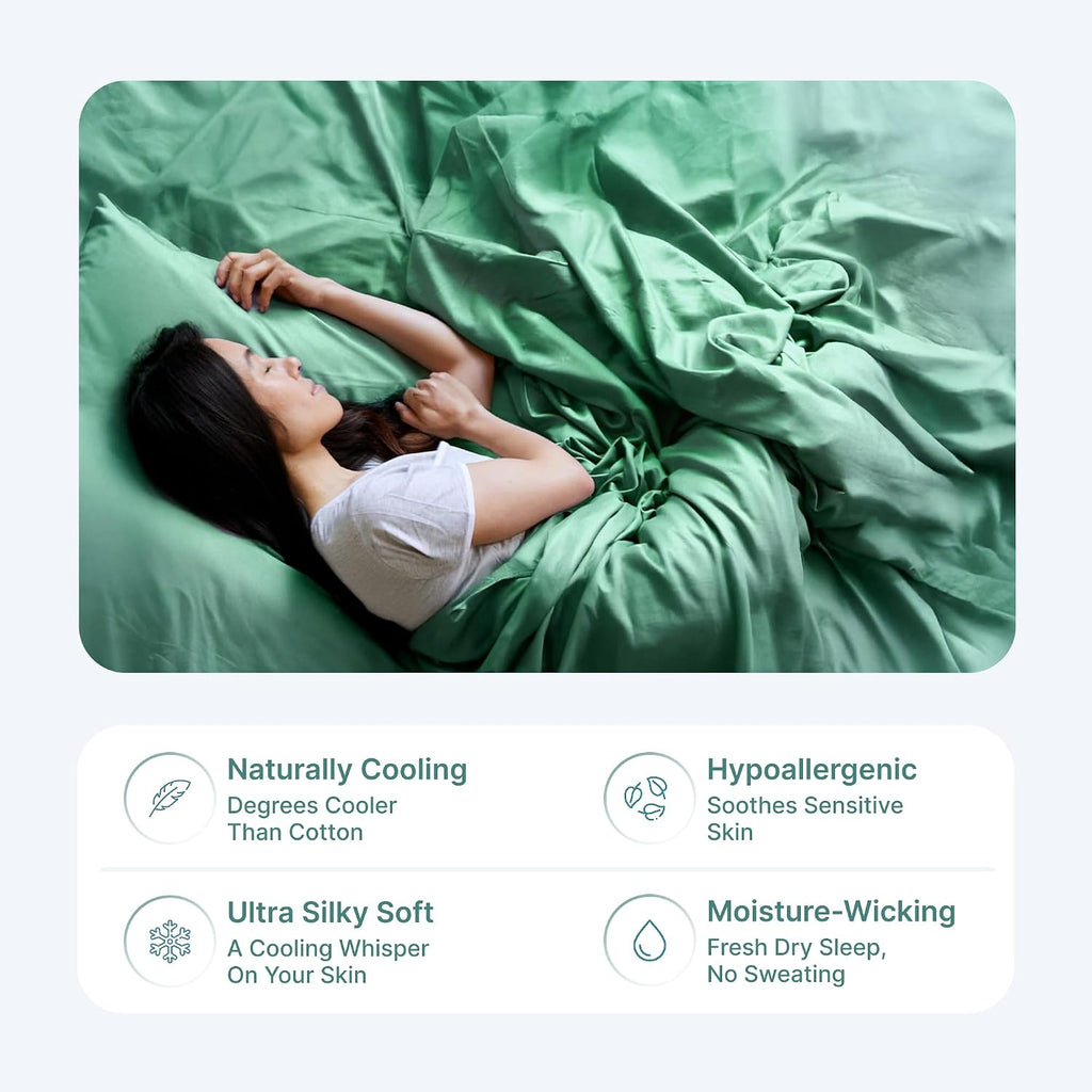 BedVoyage - Viscose from Bamboo Split King Size Sheets Set - Luxury 5pc King Sheet Set - Cooling Bed Sheets 18' Deep Pocket - Ultra Soft Sheet and Pillowcase Sets - Seaglass