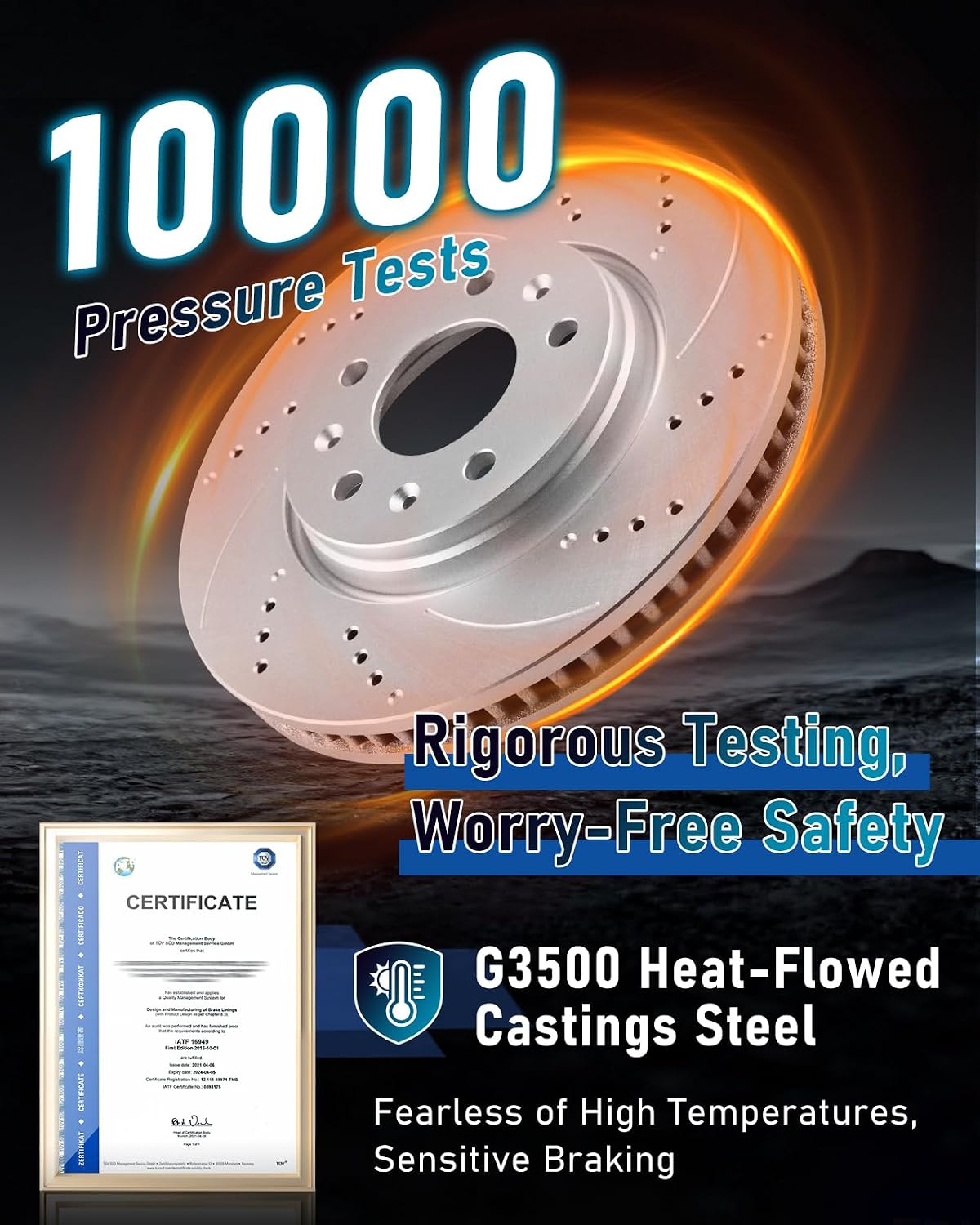 Front Brake Kit, Brake Rotors and Brake Pads Compatible with 2003-2007/2009-2011 Nissan Murano, 2004-2008 Maxima|Anti-Rust Geomet Coated |319.5mm(12.6in)|D969-7870 & 31375 |Front Brake Rotors