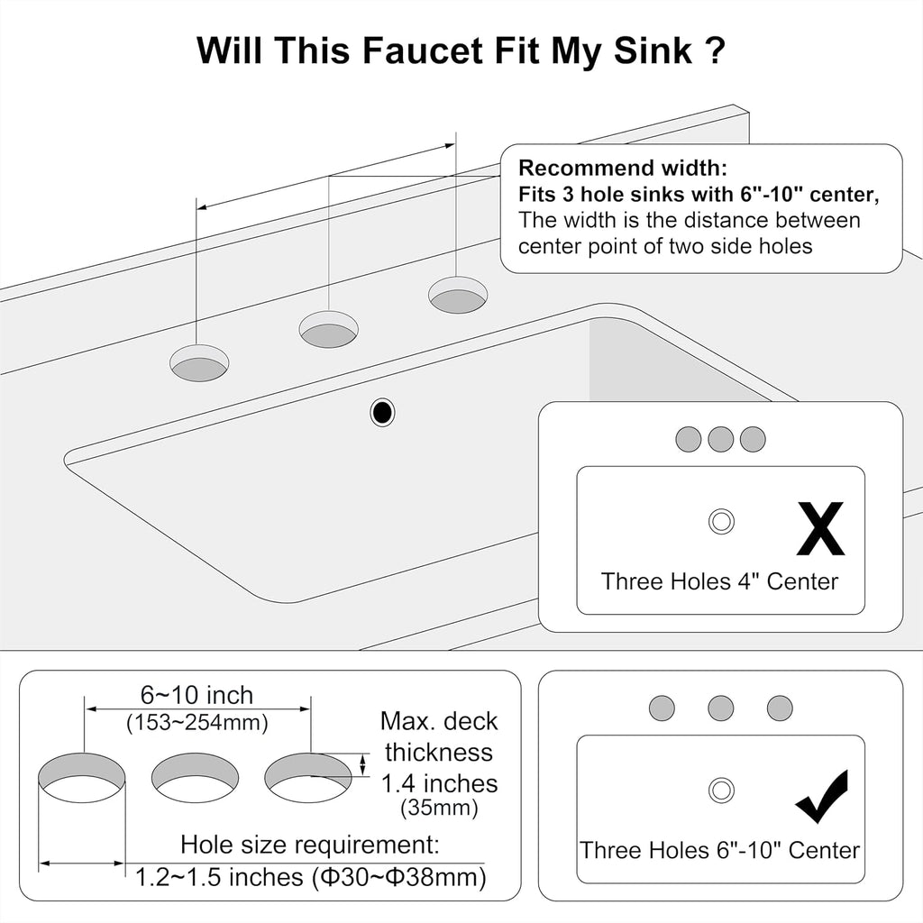 Two Handle Bathroom Sink Faucet 3 Hole Brushed Gold with Pop up Drain,High Arc Lavatory 8 Inch Widespread Bathroom Faucet, F-8805-BG