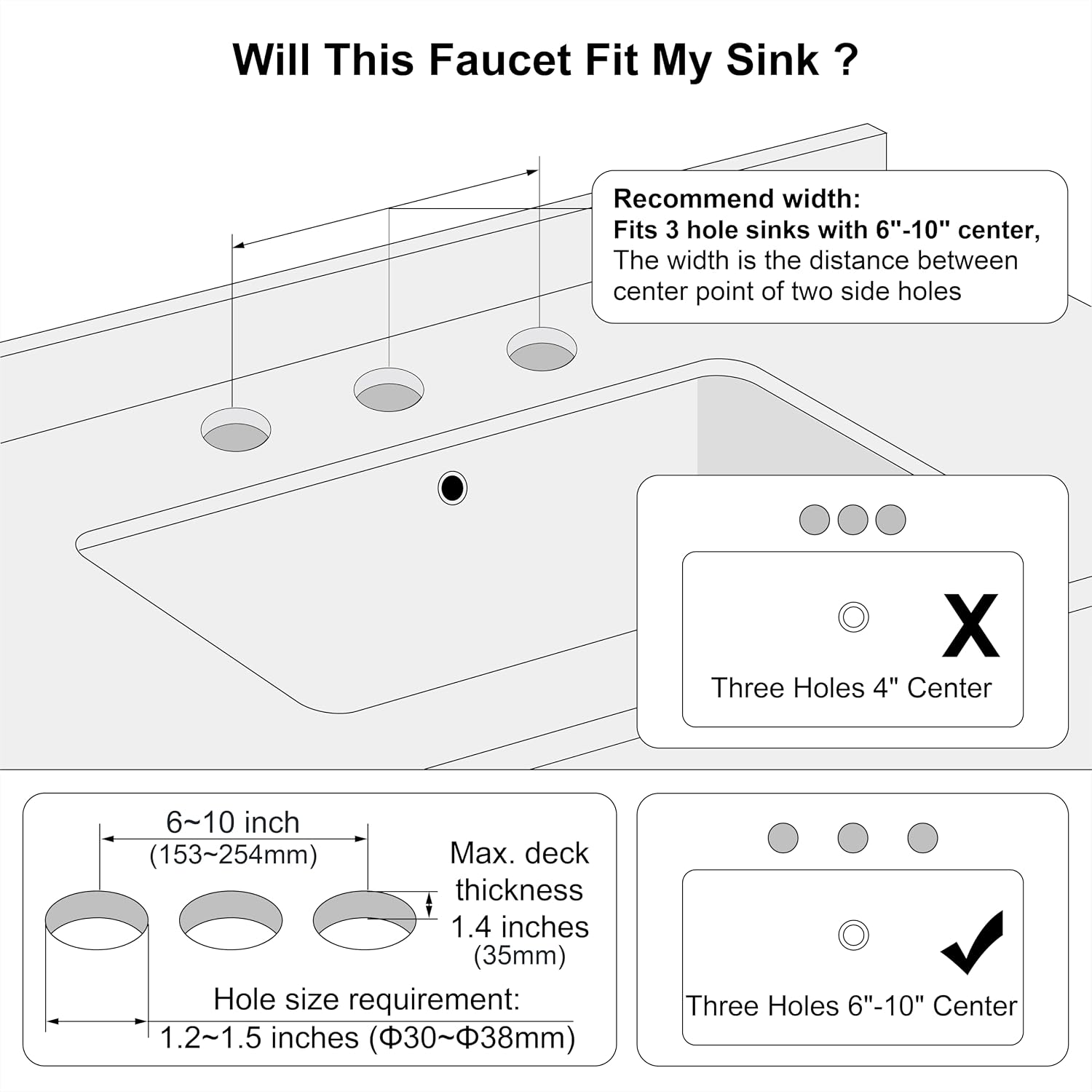 Two Handle Bathroom Sink Faucet 3 Hole Brushed Gold with Pop up Drain,High Arc Lavatory 8 Inch Widespread Bathroom Faucet, F-8805-BG