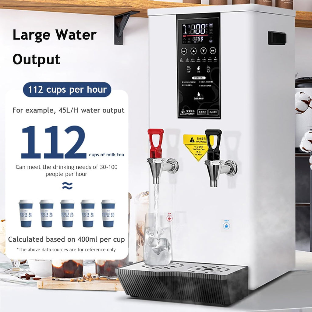 Water Cooler Dispenser Hot Cold & Cool Water Dispenser with LCD Display, Stainless Steel, 45L Commercial Hot Water Boiler for Office, Home, Living Room