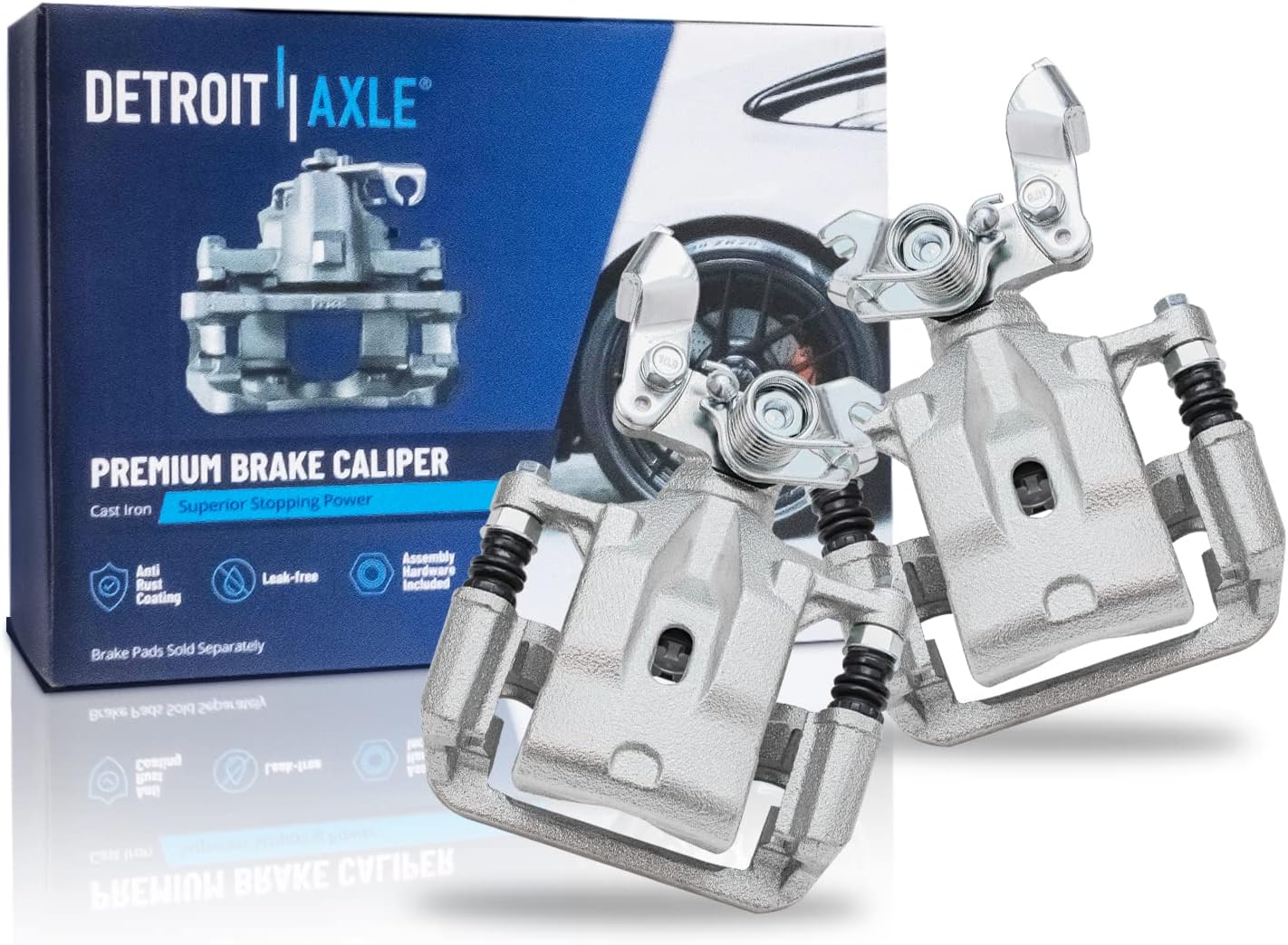 Detroit Axle - Rear Brake Kit for Ford Fusion Lincoln MKZ Zephyr Mazda 6 Mercury Milan, Drilled & Slotted Brake Rotors Ceramic Brake Pads Disc Brake Calipers Replacement : 11.02 inch Rotor
