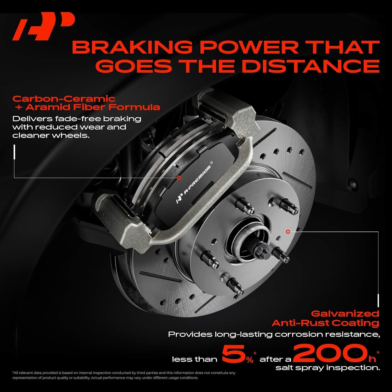 A-Premium 12.99 inch (330mm) Rear Drilled and Slotted Disc Brake Rotors + Ceramic Pads Kit Compatible with Select Dodge and Jeep Models - Durango/Grand Cherokee 2011-2020, 6-PC Set