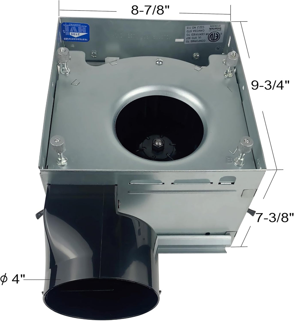 Good Housekeeping (90068) Buckingham 100 CFM 2.0 Sones Decorative Bathroom Ventilation Exhaust Fan with Light & Night-Light in Matte Black