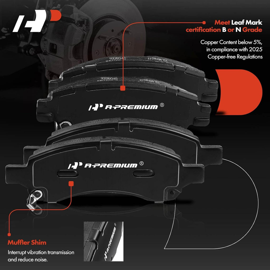 A-Premium 12-PC Front & Rear Vented Disc Brake Rotors + Ceramic Pads Kit Compatible with Select Buick, Chevrolet, GMC and Saturn Models - Enclave, Traverse, Acadia, Acadia Limited, Outlook