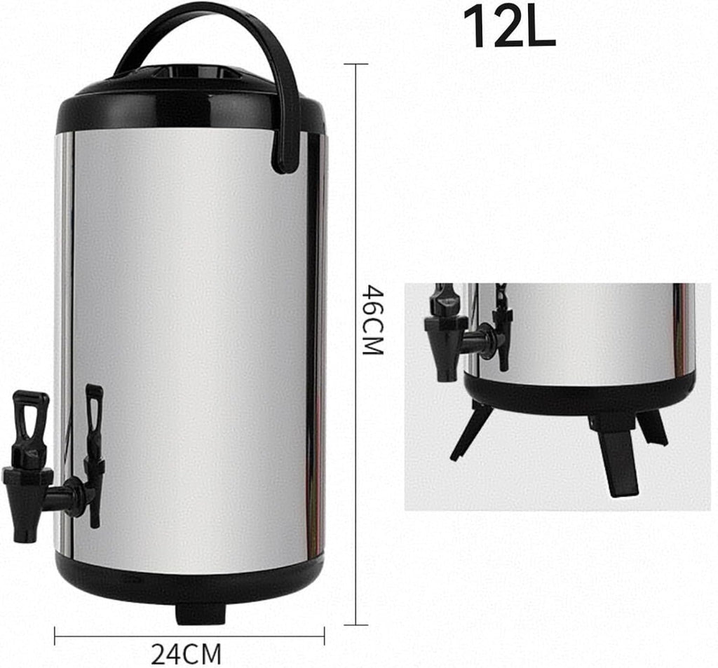 10L/12L/16L Tap Hot Water Holder, Insulated Stainless Steel Bucket, Milk Tea Barrel For Hot Water And Beverages(12L)