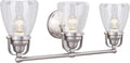 Aspen Creative 62099, Three-Light Metal Bathroom Vanity Wall Light Fixture, 24 1/2' Wide, Transitional Design in Brushed Nickel with Clear Seedy Glass Shade