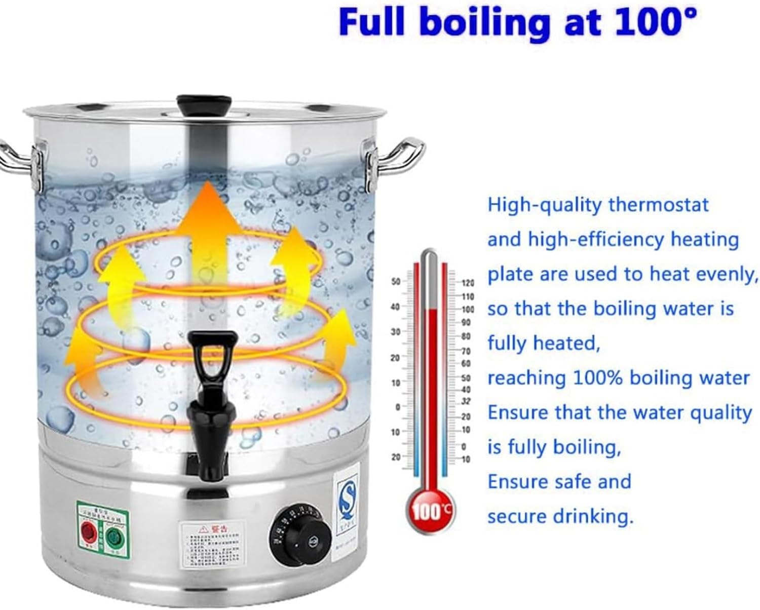 20L/30L/40L Commercial Coffee Urn Hot Water Boiler Dispenser Soup Kettle Buffet Warming Pot For Parties Office Catering Events Meeting Rooms(With faucet,20L)