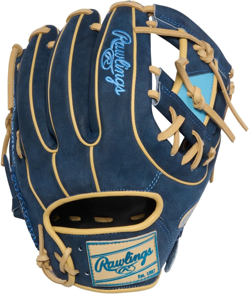 Rawlings Heart of The Hide Denim 11.5 Baseball Glove 314 Blue Blonde Infield Glove Right Hand Throw