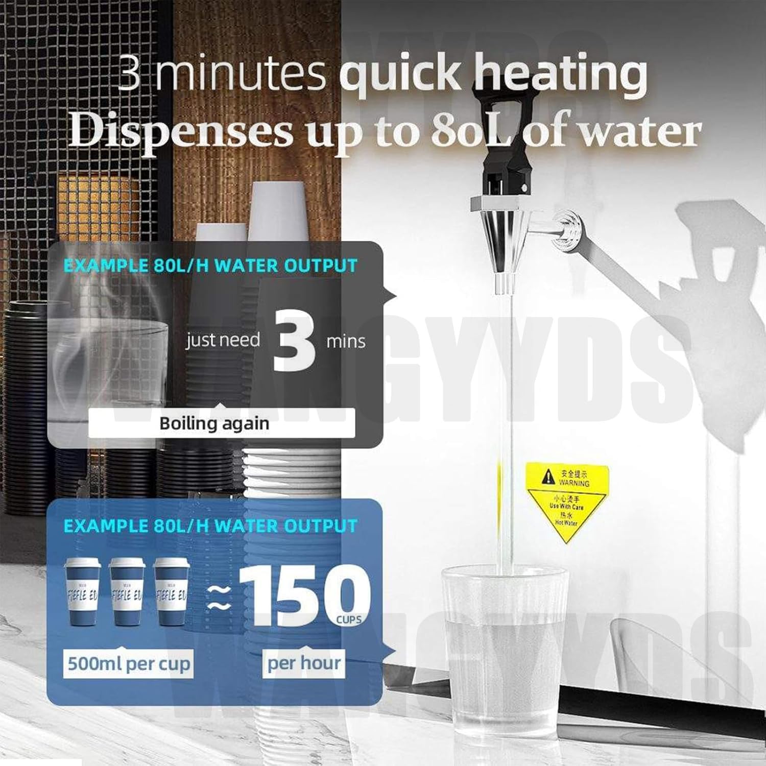 Wall Mounted Hot Drinks Machine Eletric Commercial Hot Water Dispensers Countertop with Filter Automatic 3000W Rapid Heating Stainless Steel Water Dispenser for Restaurant, Home, Office,White-60L