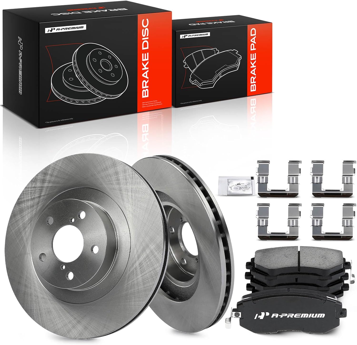 A-Premium 11.57 inch (293.80mm) Front Vented Disc Brake Rotors + Ceramic Pads Kit Compatible with Select Subaru & Saab Models - Outback 2002-2005, Forester, Impreza, Legacy, Baja, 9-2X, 6-PC Set