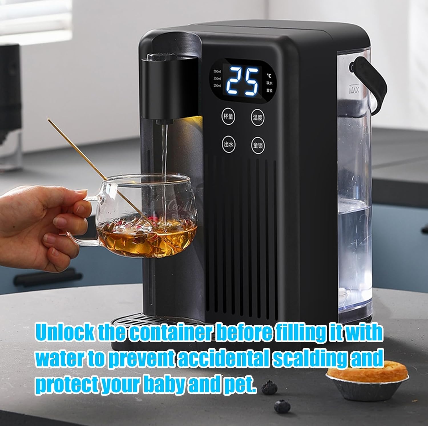 B,3L Instant Hot Water Dispenser, Rapid Heating Countertop Water Purifier with Smart Touch Control, for Home or Office